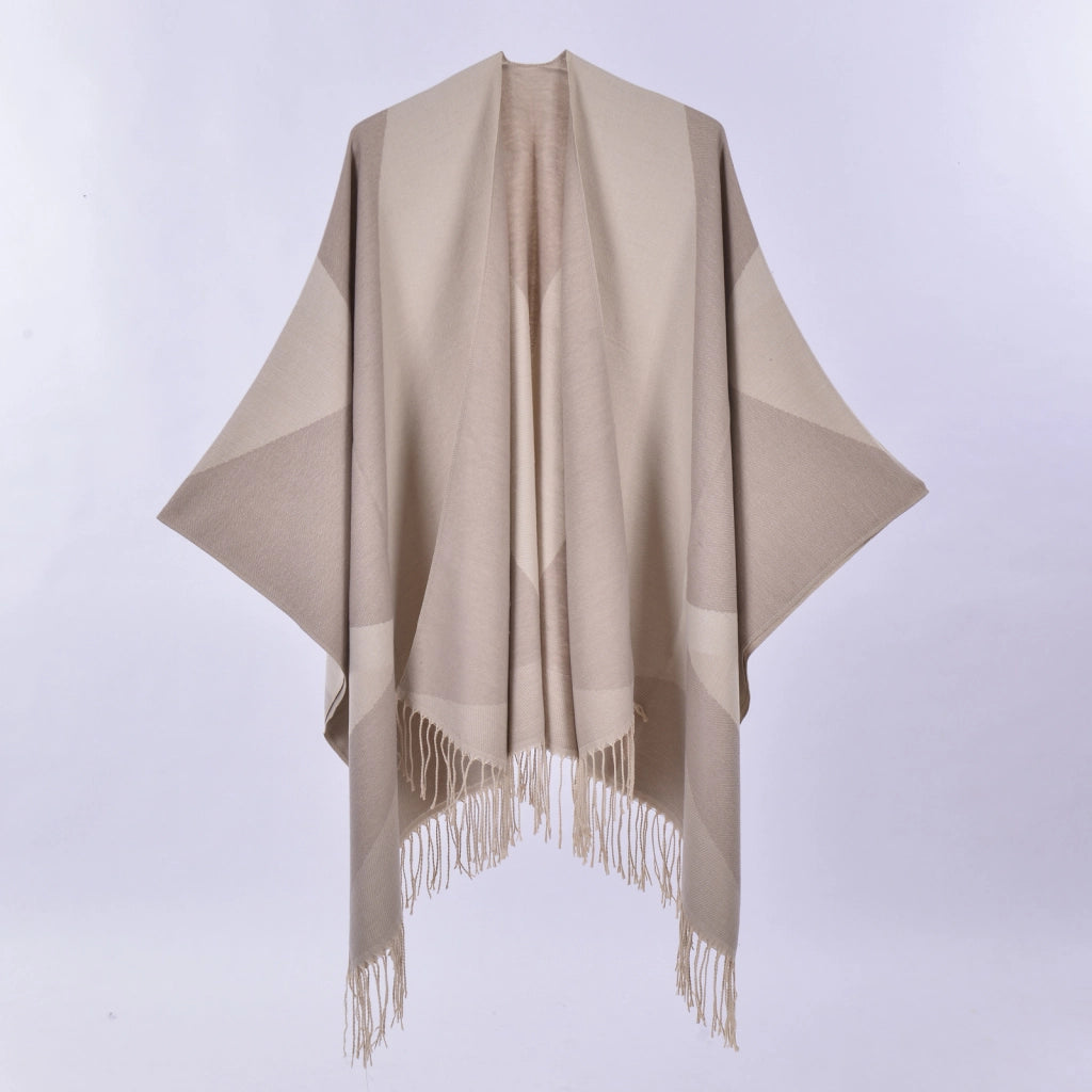 Nuovo mantello/cappotto da donna in cashmere con nappe double-face.