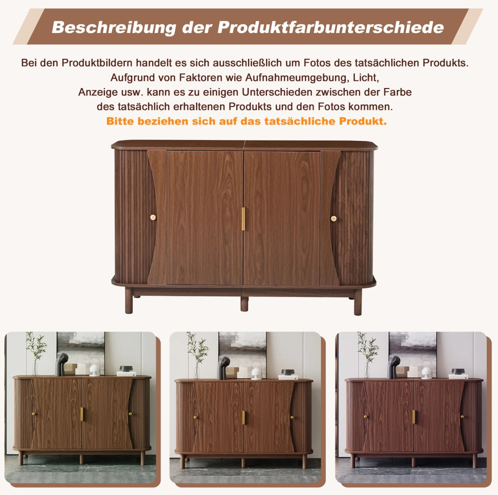 Sideboard in MDF effetto noce 140x40x88 cm; con ripiano regolabile e ante