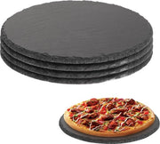 Set di 4 piastrelle di pietra, rotonde, 25 cm, tavolo rotondo di pietra, piastrella di pietra naturale per candele e decorazioni da tavola, per attività di fai da te, nera