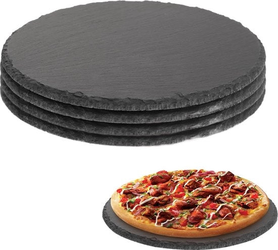 Set di 4 piastrelle di pietra, rotonde, 25 cm, tavolo rotondo di pietra, piastrella di pietra naturale per candele e decorazioni da tavola, per attività di fai da te, nera