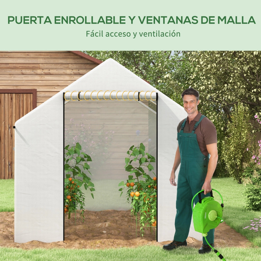 Serra Tunnel 2x3x2 m con 4 Finestre a Rete e Porta con Cerniera ¨C zephmum ¨C Bianco