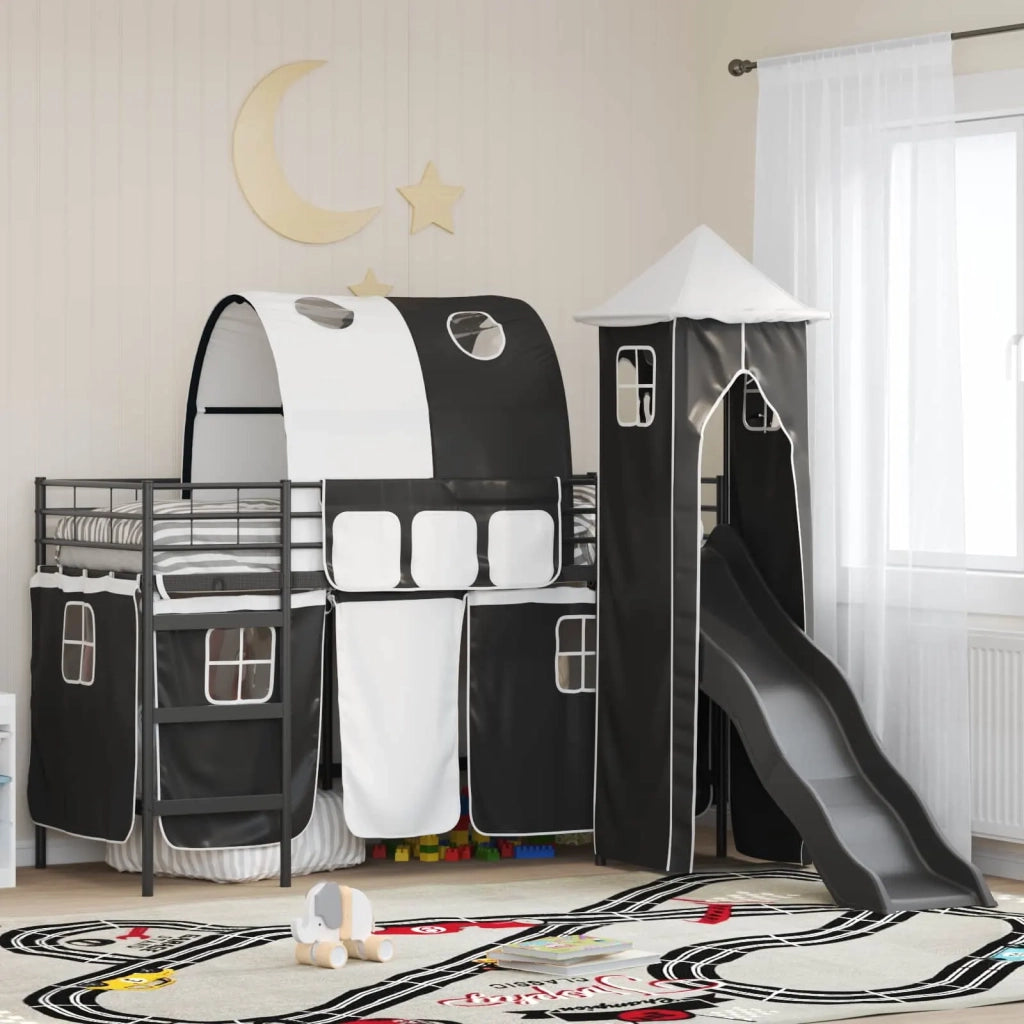 Struttura del letto loft per bambini Nero 99,5 x 190 cm Metallo