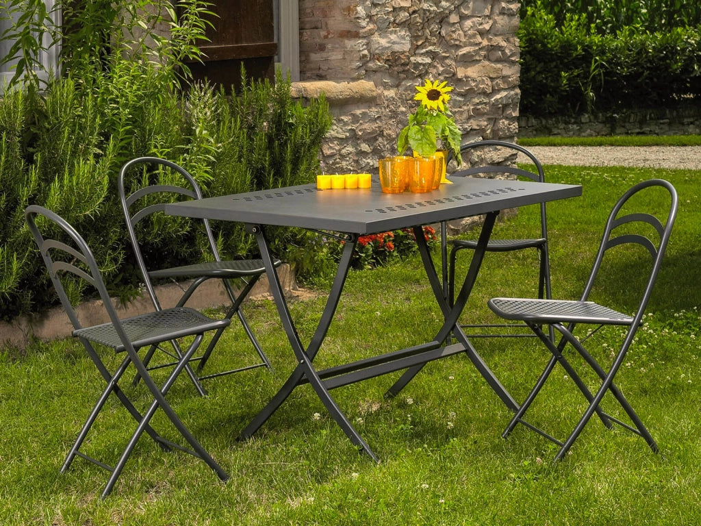 Set 2 Sedie Pieghevoli da Giardino 42x52x81 cm in Acciaio RD Italia Flipper Antracite