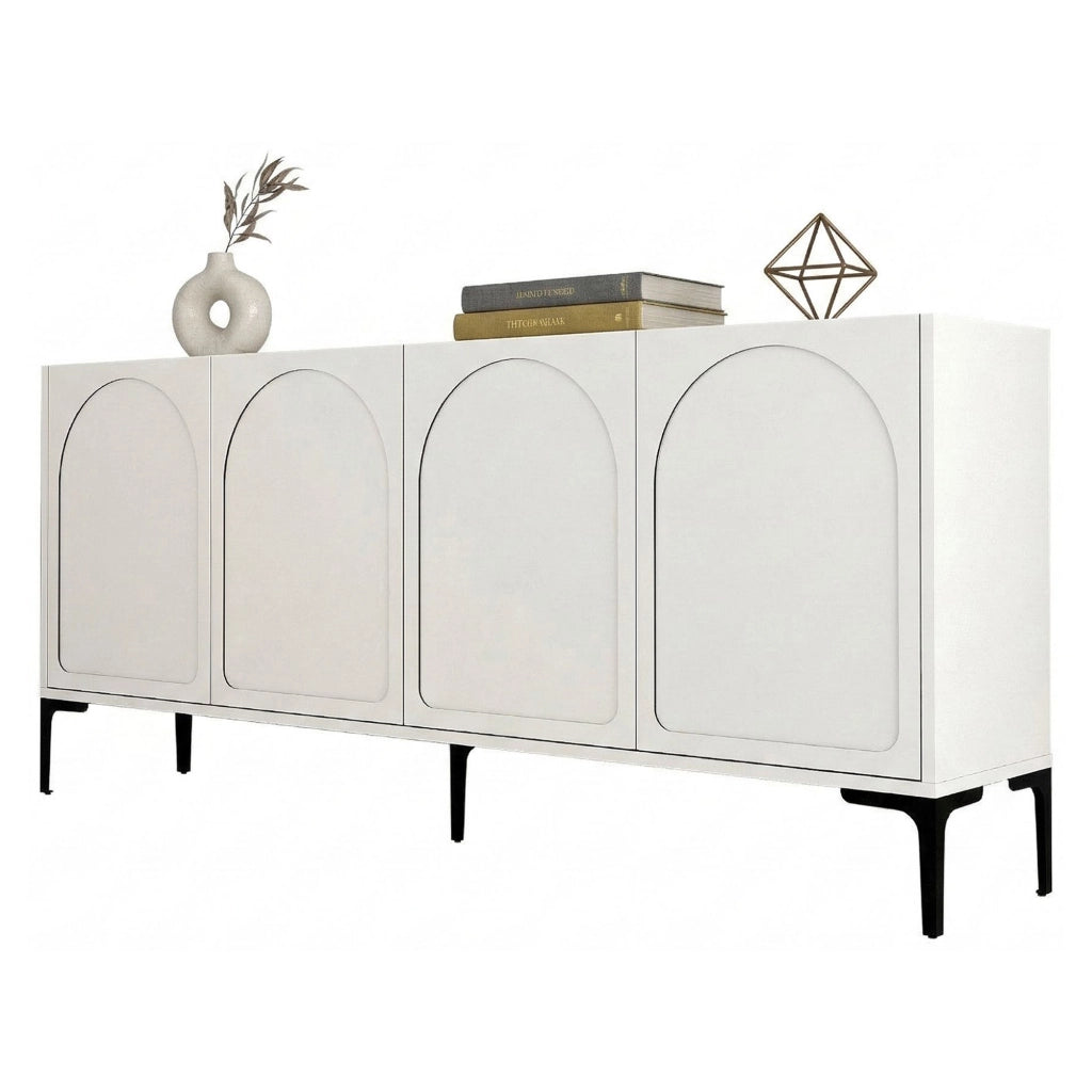 Madia Torno, Credenza 2 Ripiani, 180x35x79h cm Bianco Crema