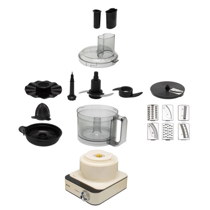 Robot da cucina 2,3L 1000W con 6 velocità, display LED e 10 accessori per tritare impastare e spremere - Sogo