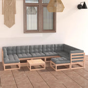 Set Salotto Giardino 10pz Cuscini Antracite Legno Massello Pino 3076809