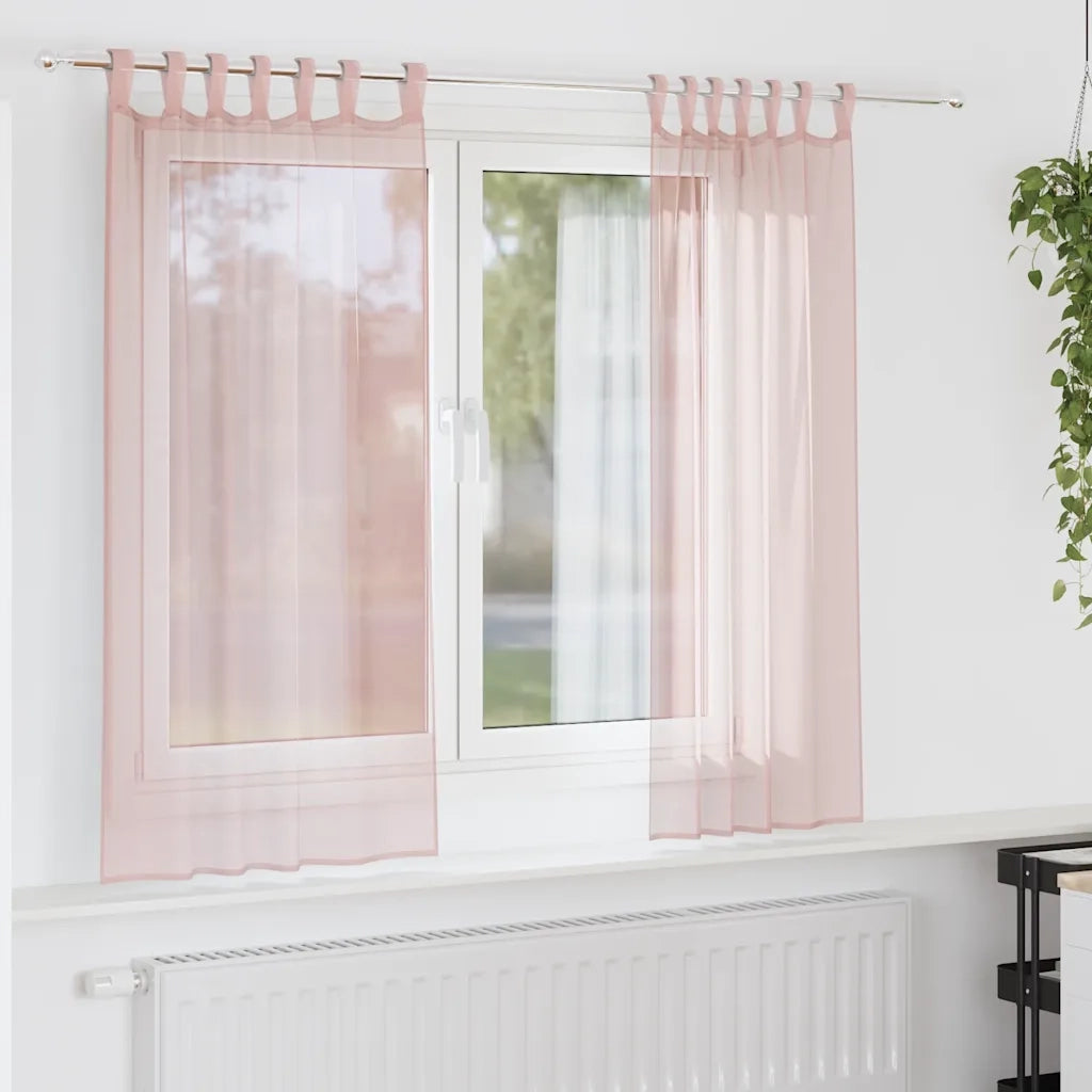Tende in Voile con Passanti 2 pz Rosa Chiaro 140x140 cm 4102276