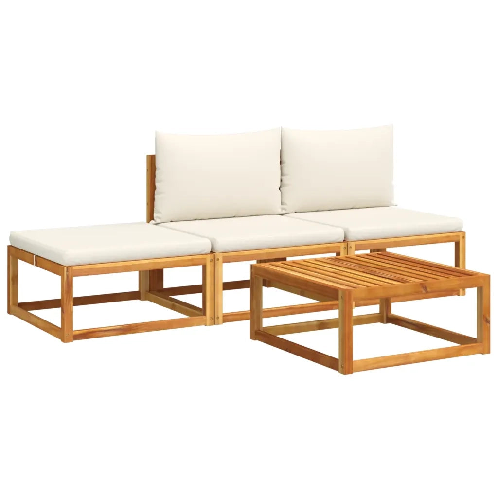 Set di divani da giardino 4 pezzi con cuscini in legno di acacia e rattan 3278935