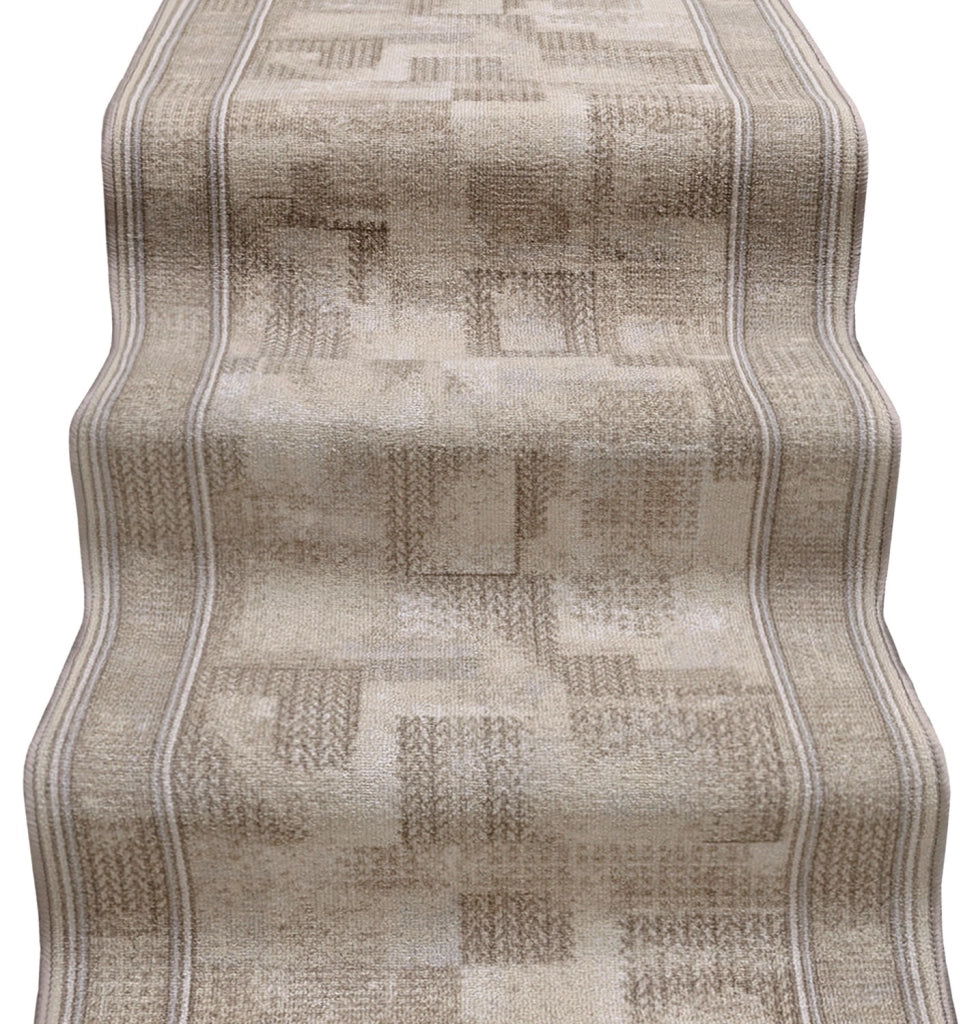 Passatoia Scala Scalinata Ingresso 67x550 Cm Bordata Tappeto Corridoio Gradini Antiscivolo Beige