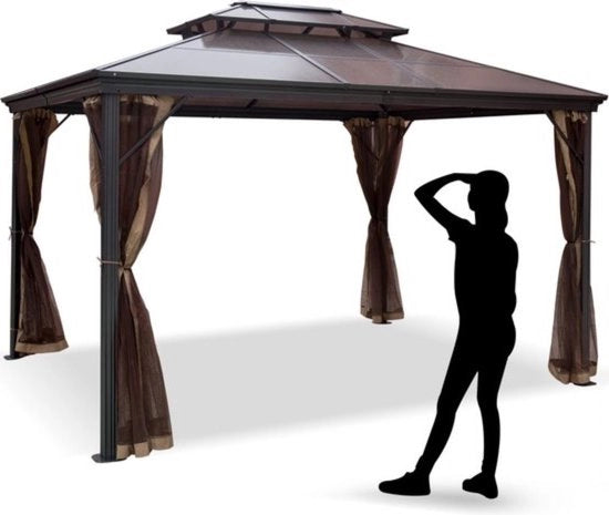 Gazebo 3x3M - Struttura in Alluminio - Tela in Poliester