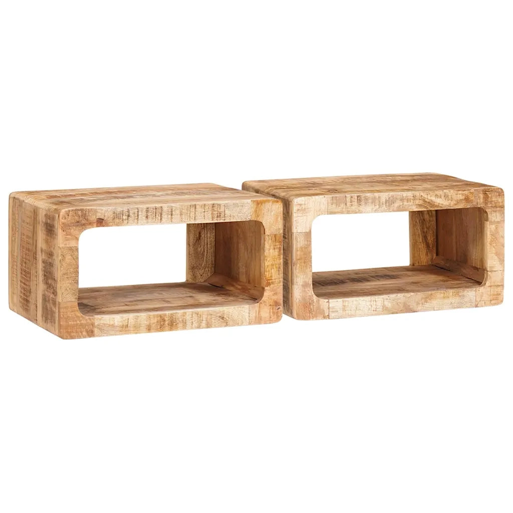 Set di 2 Comodini | Armadio da Notte | Mobiletto da notte Marrone 45 x 30 x 24 cm Legno di mango massello