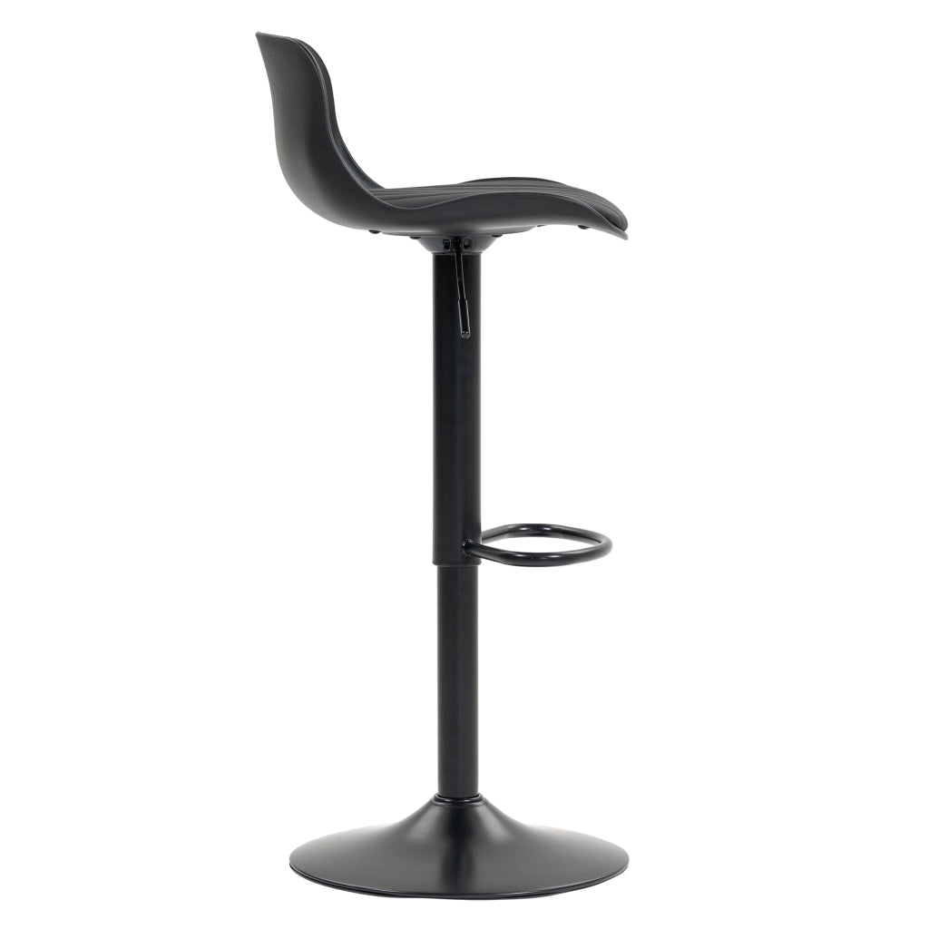 SGABELLO BAR Girevole 360° con Schienale Nero in Metallo e Imbottito