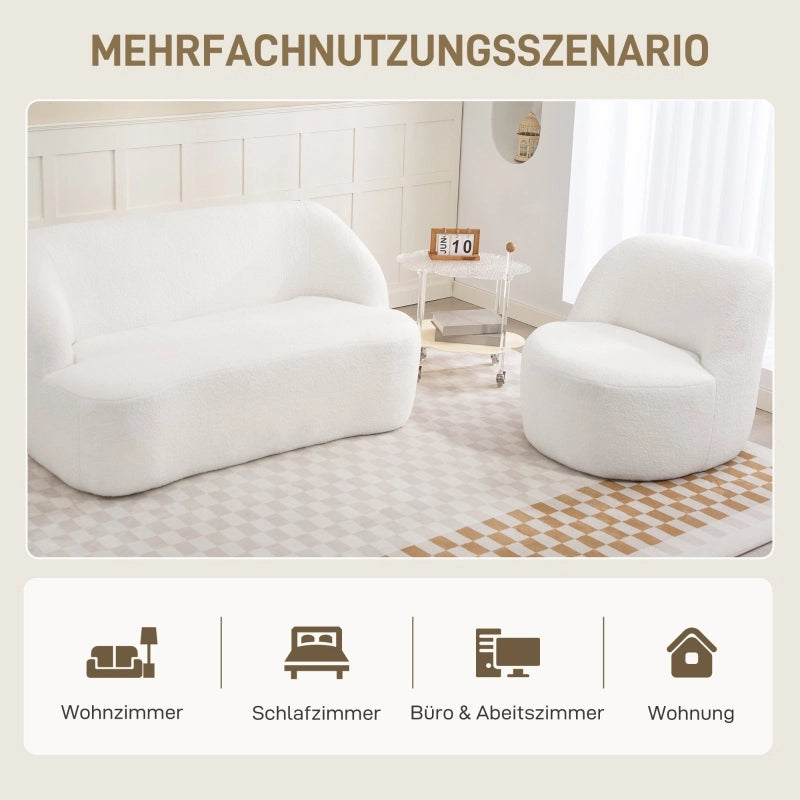 Fauteuil con schienale imbottito in pile e base antiscivolo per salotto e studio in poliestere crema