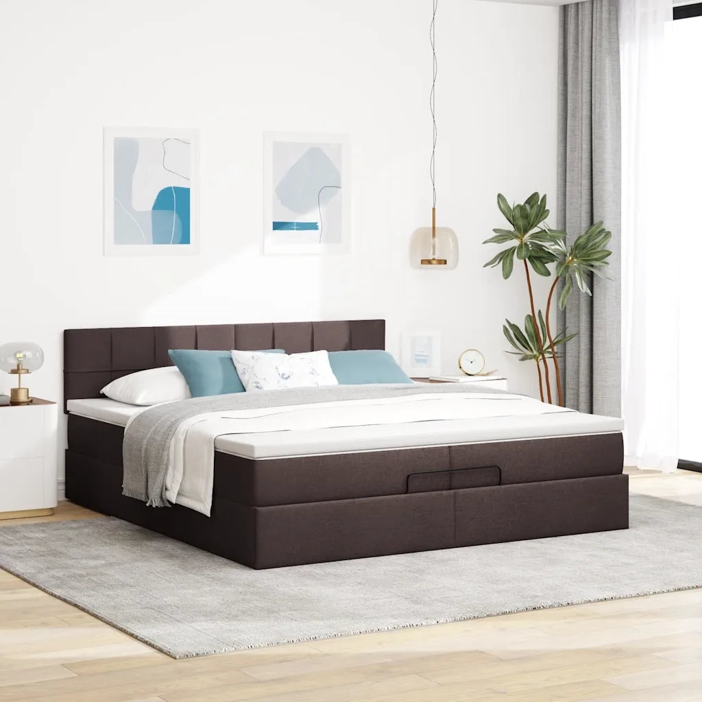 Struttura Letto Pouf con Materassi 200x200 cm in Tessuto 3312336