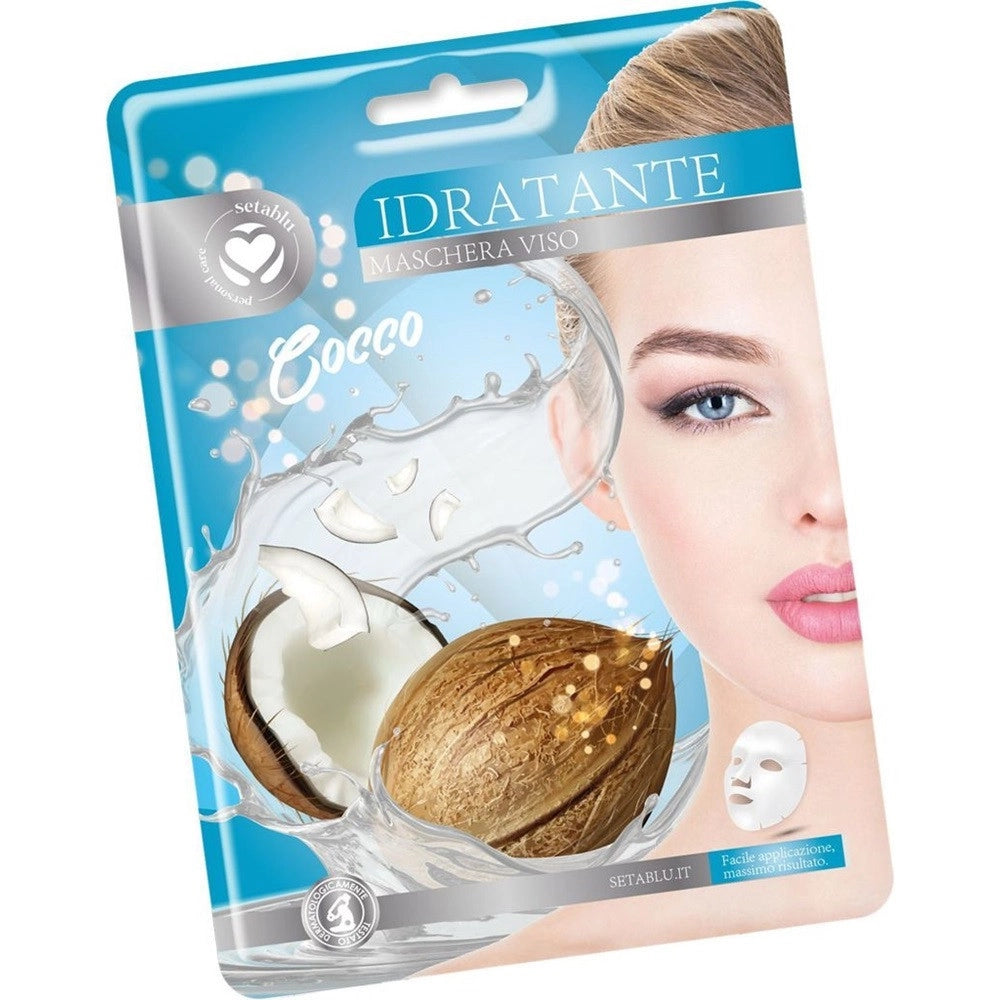 Trade Shop - Maschera Viso Al Cocco In Tessuto Idratante Per Cura Della Pelle Facile Applicazione -