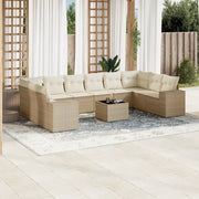 Set Divani da Giardino 11 pz con Cuscini Beige in Polyrattan 3223077