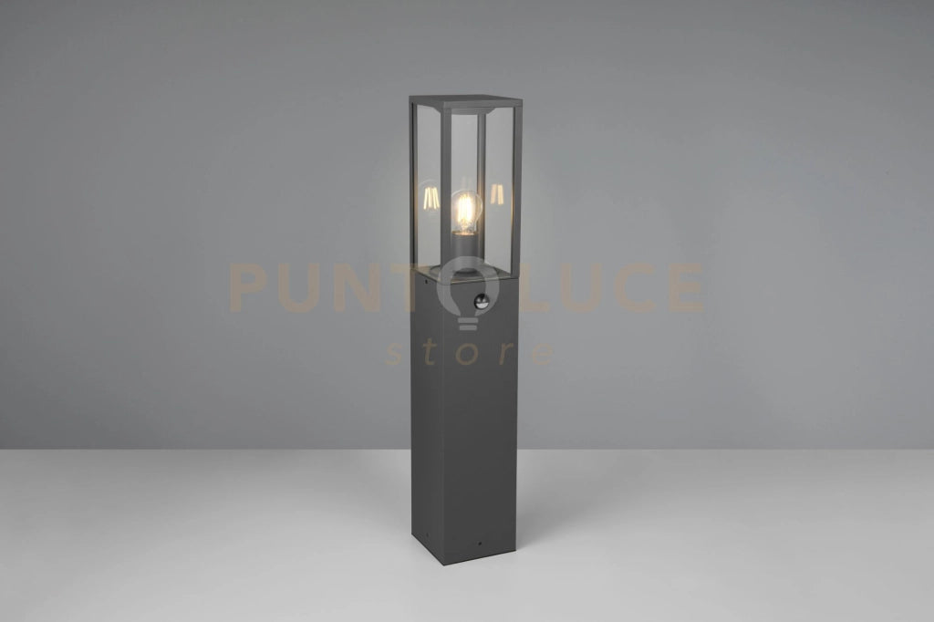 GARONNE PALO ALTO DA ESTERNO RETTANGOLARE IN FUSIONE COLORE ANTRACITE CON SENSORE DI MOVIMENTO IP44 H. 80CM 1 LUCE ATTACCO E27