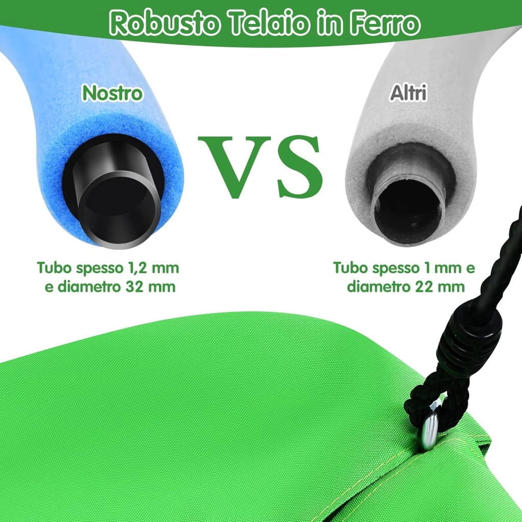 Altalena da Giardino per Bambini, Con Telaio in Metallo, Regolabile in Altezza, Carico Fino a 150 kg, Ideale per Parco, Parco Giochi, Cortile, 80 x 150 cm (Verde)