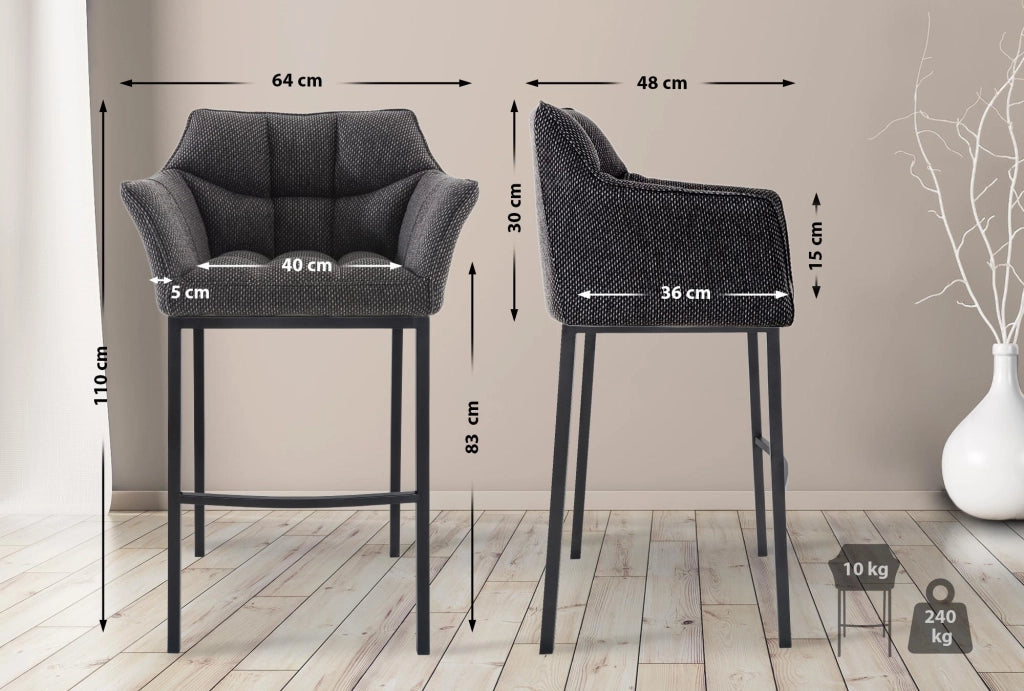 Barhocker Damaso B Stoff mit 4-FuЯ Gestell