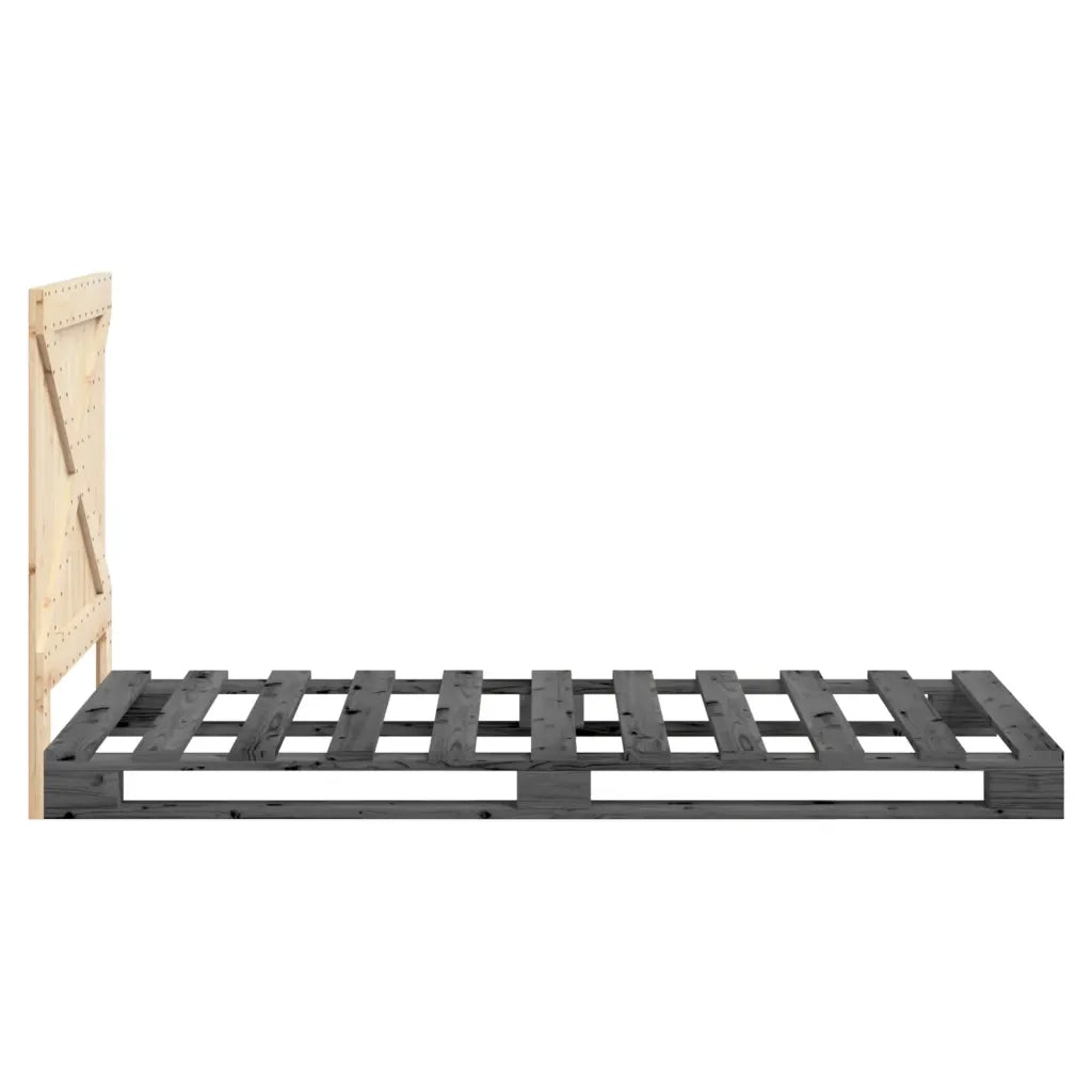 Giroletto con Testiera Grigio 100x200 cm Legno Massello di Pino 3281581