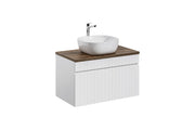 Set mobili bagno 80 cm con piano e lavabo da appoggio Smile Iconic White 80 cm