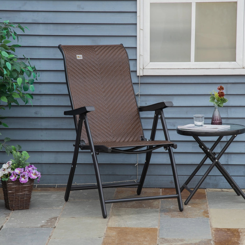 Sedia da giardino pieghevole in polyrattan con schienale regolabile ¨C zephmum ¨C marrone+nero 58x71x111cm