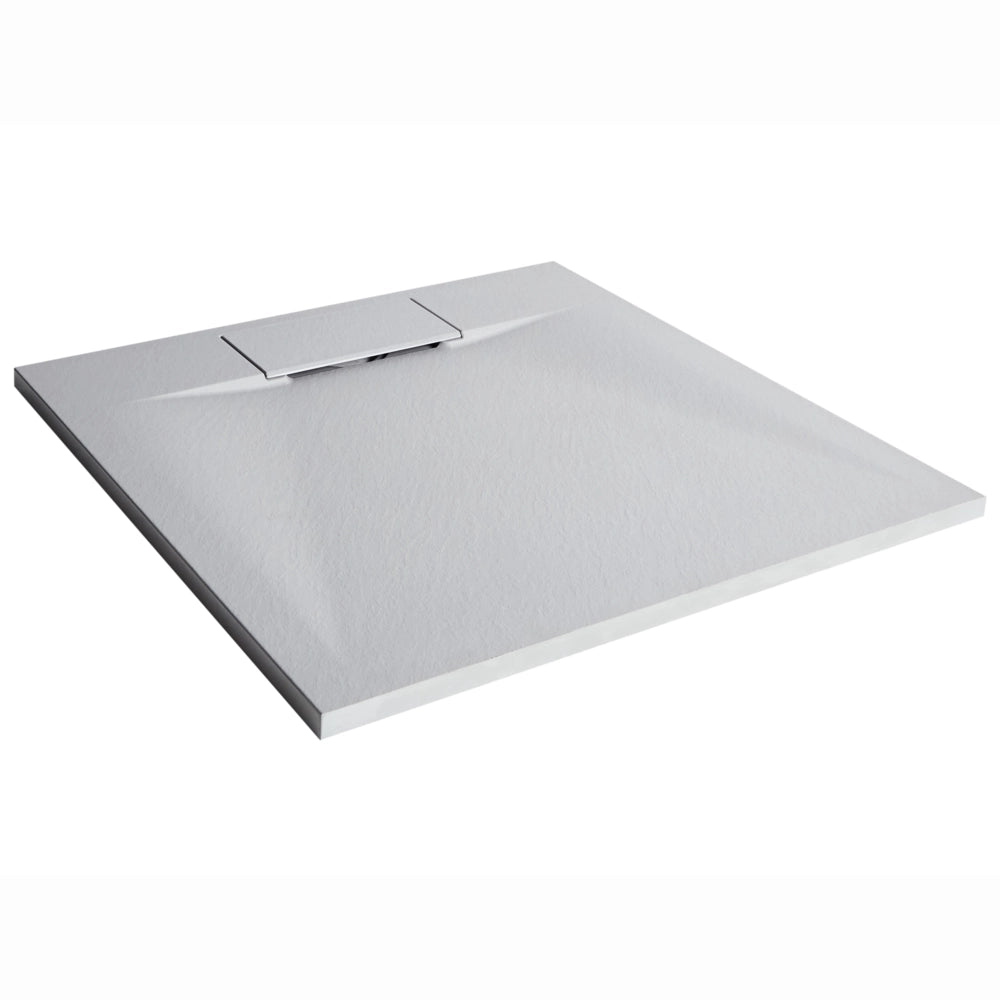 Piatto doccia con scarico grigio SMC 80 x 80 x 3 cm effetto pietra naturale minimalista