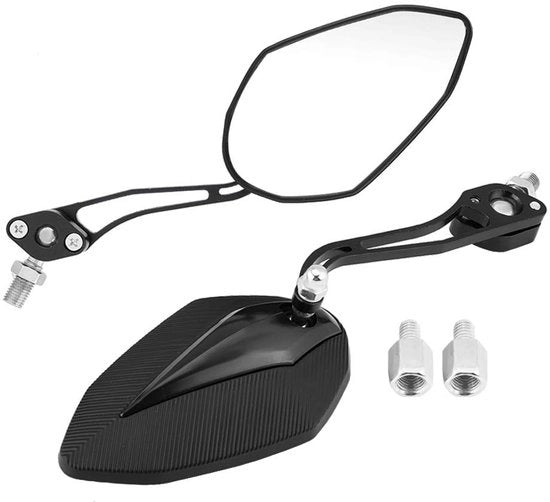 Specchiera posteriore universale - 8 mm/10 mm viti - Alta qualità plastica - Resistente allo shock - Design lussuoso - Angolo di visuale regolabile - Specchiera per motocicletta