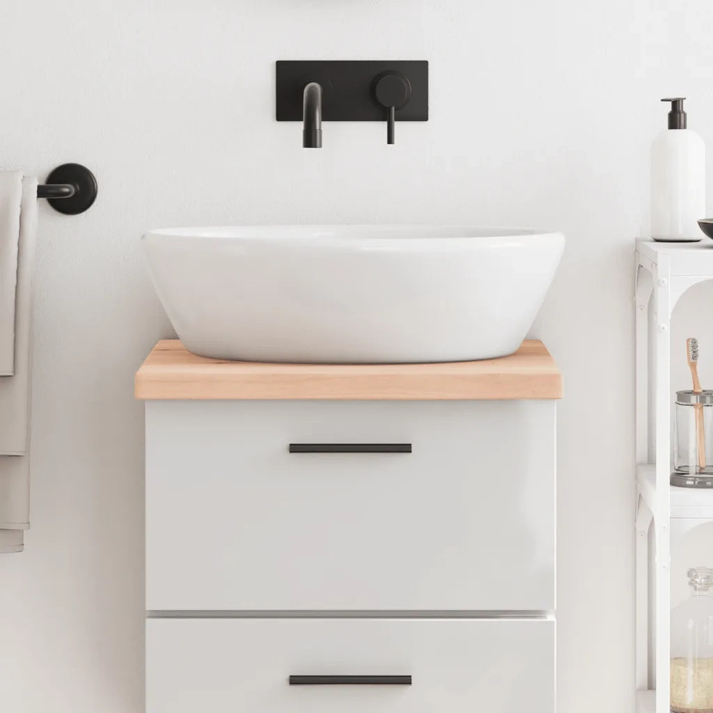 Piano Bagno 40x60x(2-4) cm in Legno Massello Non Trattato