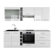 Cucina componibile Fame-Line Bianco lucido/Bianco 235 cm, PL Marmo Vicco