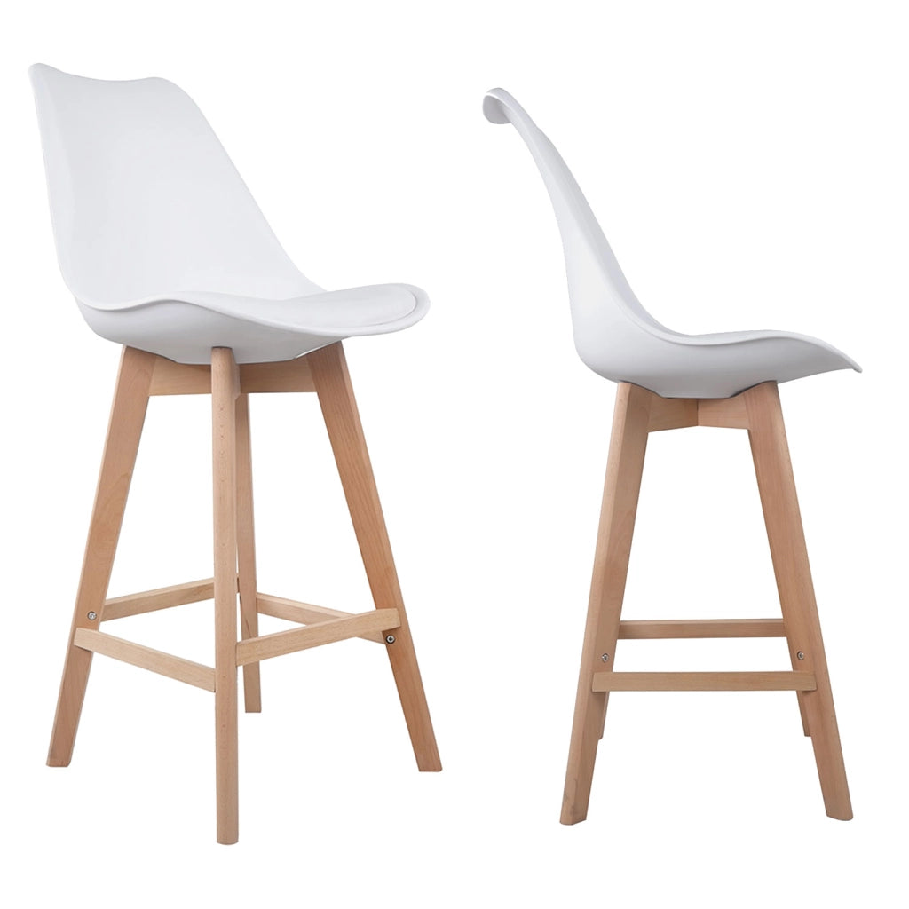 Set di 2 sgabelli scandinavi SVEN bianchi con cuscino