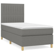 Letto singolo | Letto per adulti | Giroletto a Molle con Materasso Grigio Scuro 90x190 cm Tessuto