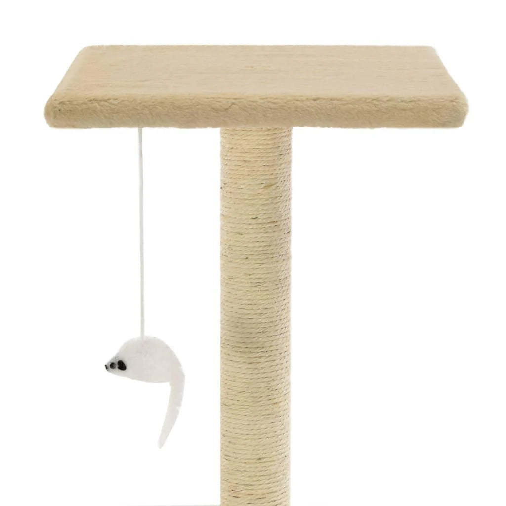 Tiragraffi albero per gatti cuccia per gatti peluche in sisal 95 cm beige 3702237