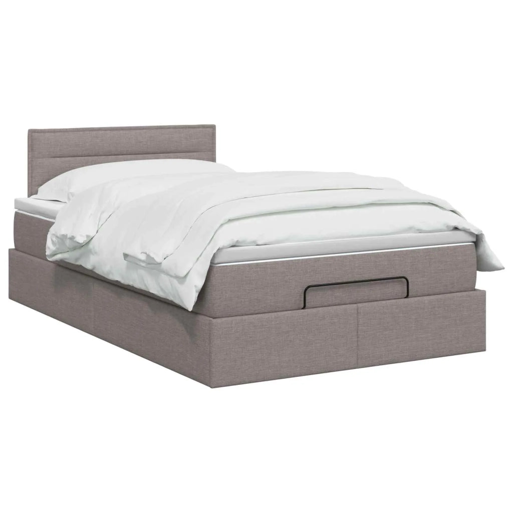 Letto Ottomano con Materasso e LED Tortora 120 x 190 cm Tessuto 3457976