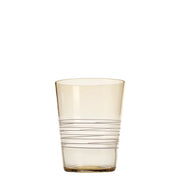 Set 6 Bicchieri Tumbler Filante in Vetro Ambra con Lavorazione a Filo Bianco: Design Elegante e Artigianale per la Tavola Quotidiana e le Occasioni