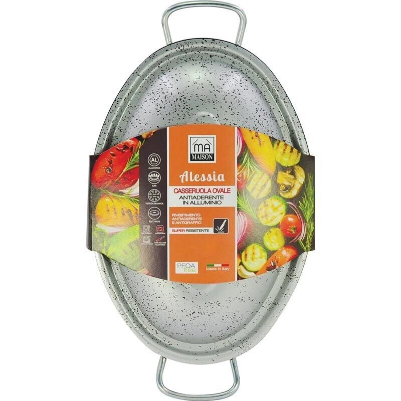 MA MAISON CASSERUOLA OVALE LINEA ALESSIA 32 CM ANTIADERENTE E ANTIGRAFFIO IN ALLUMINIO