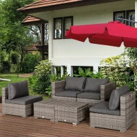 Salotto da Esterno in Rattan PE da 8 Pezzi, Set Mobili da Giardino Salvaspazio con Poltrone, Tavolini e Sgabelli, Grigio