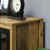 Credenza Moderna a 2 Ante in Vetro e legno, 60x35x120cm, Marrone