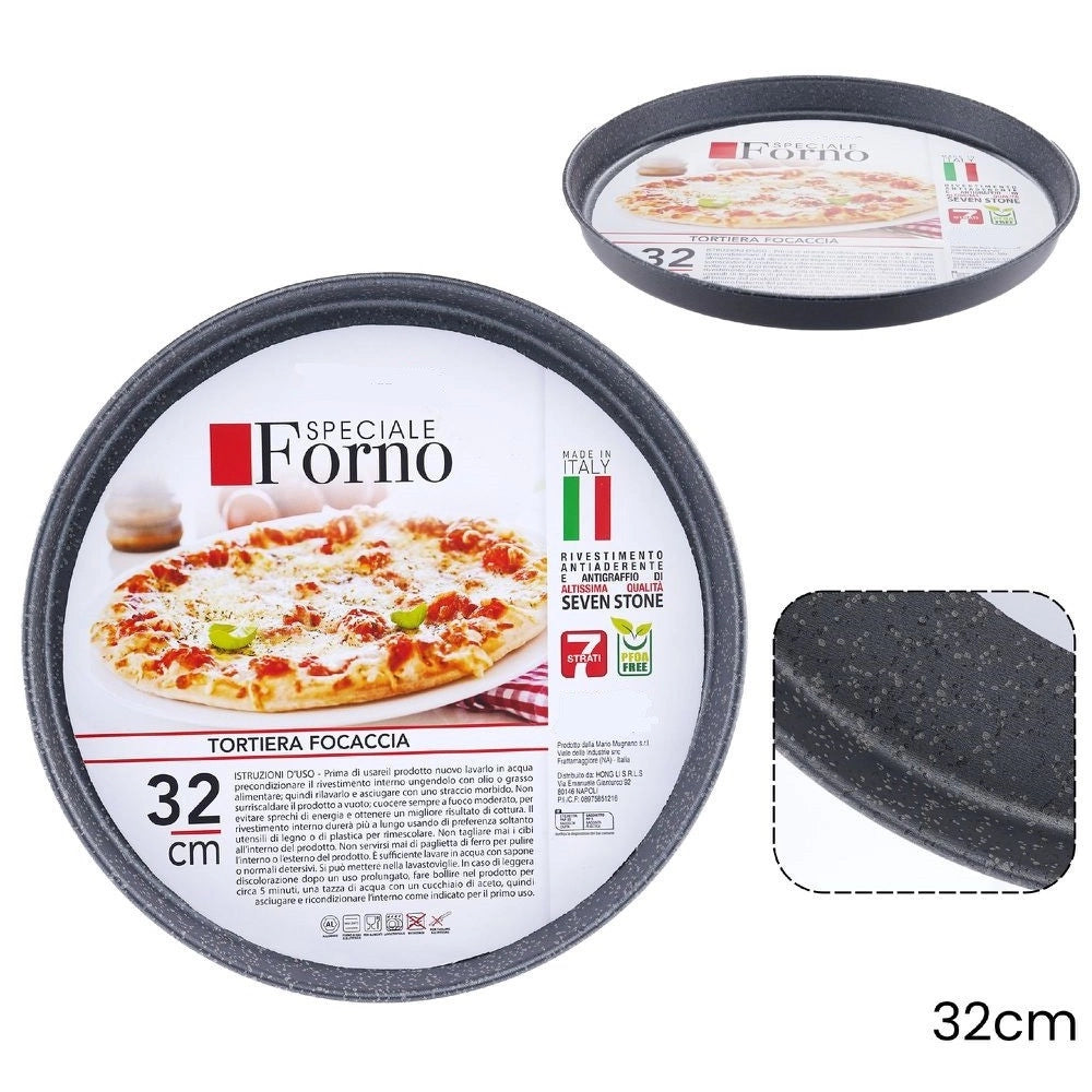 Trade Shop - Teglia Stampo Tortiera Focaccia Tonda Antiaderente Antigraffio Da Forno ø22-26-28-30-32cm -    -diametro 32cm   -