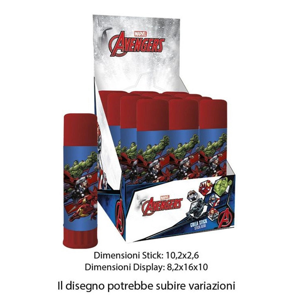Trade Shop - Set 12 Pz Colla Stick Da 25gr Grafica Avengers Per Scuola Regali Feste Bambini 964564 -