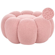 Pouf poggiapiedi moderno rotondo grande in tessuto boucle rosa Soggiorno moderno Camera da letto