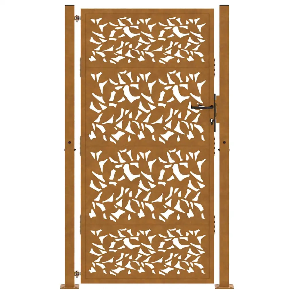 Cancello da giardino 100x200 cm in acciaio corten con design a foglia 4100968