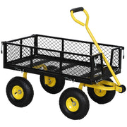 Carrello da Giardino in Acciaio ¨C zephmum ¨C Nero e Giallo 104x54x51 cm