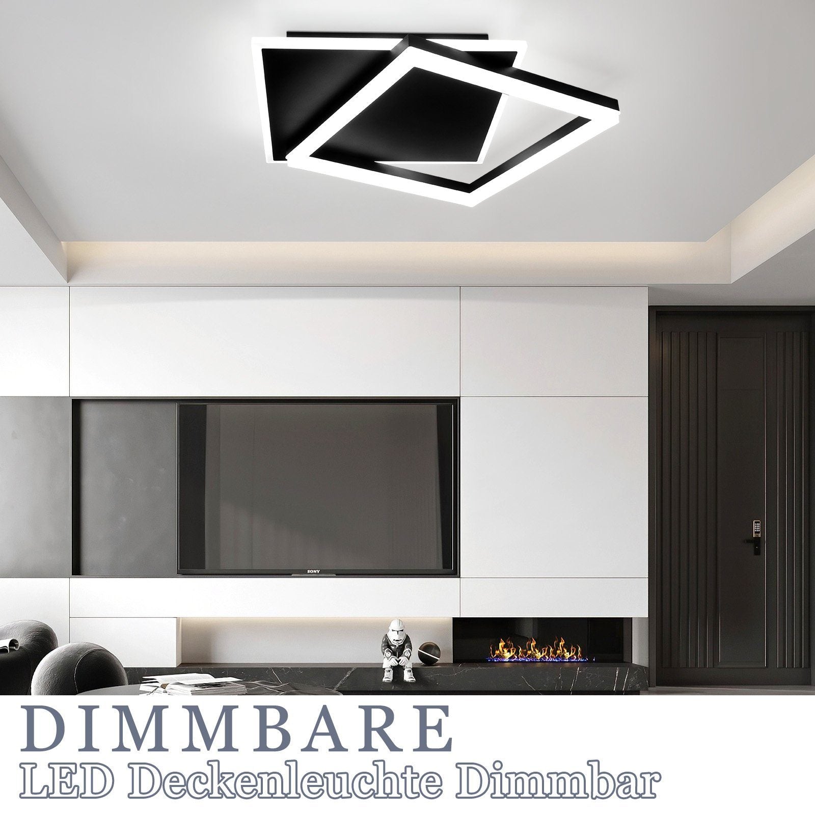ZMH Lampada da soffitto plafoniera LED nera 42W per soggiorno camera letto