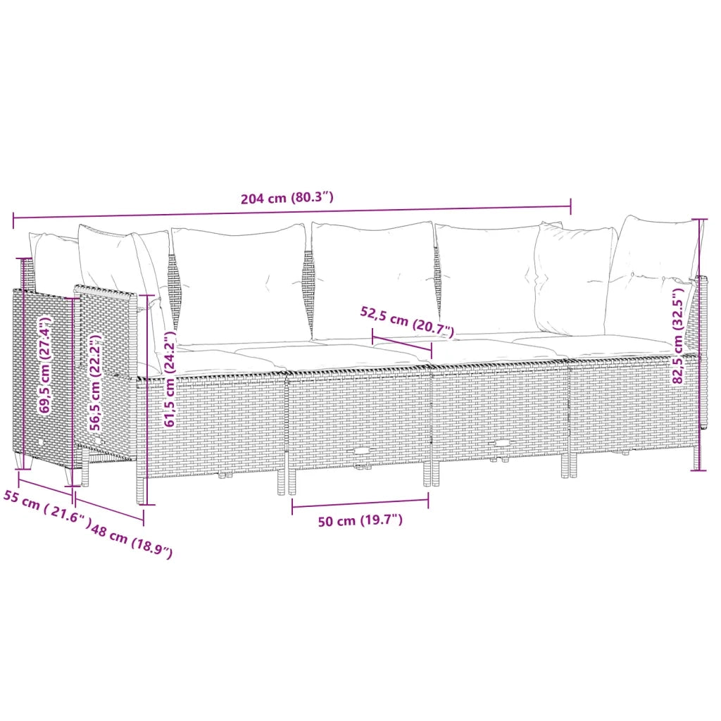 Set Divano da Giardino 5 pz con Cuscini Marrone in Polyrattan 3261522