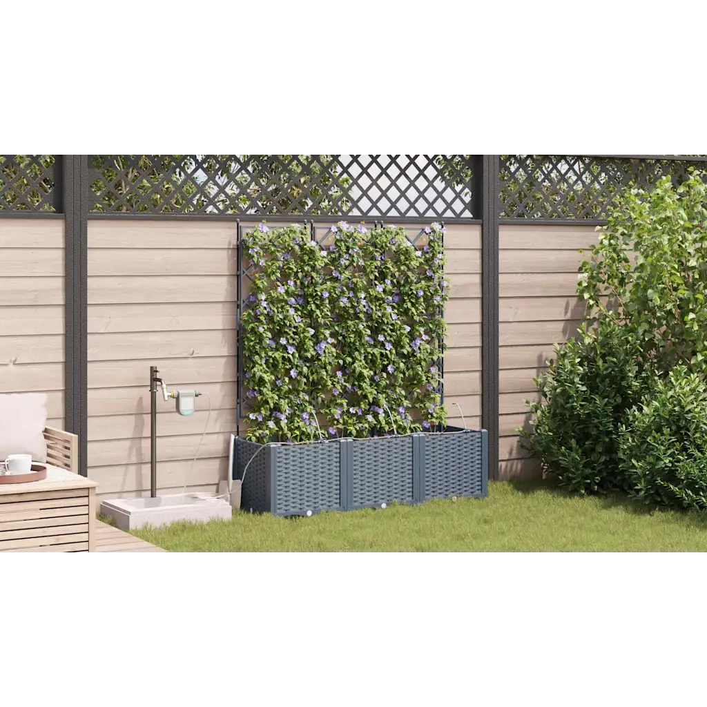 Vaso da giardino 3 pcs Grigio Chiaro Plastica 42002899