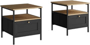 Comodino Lunis, Nero, 45 x 47 cm Set di 2