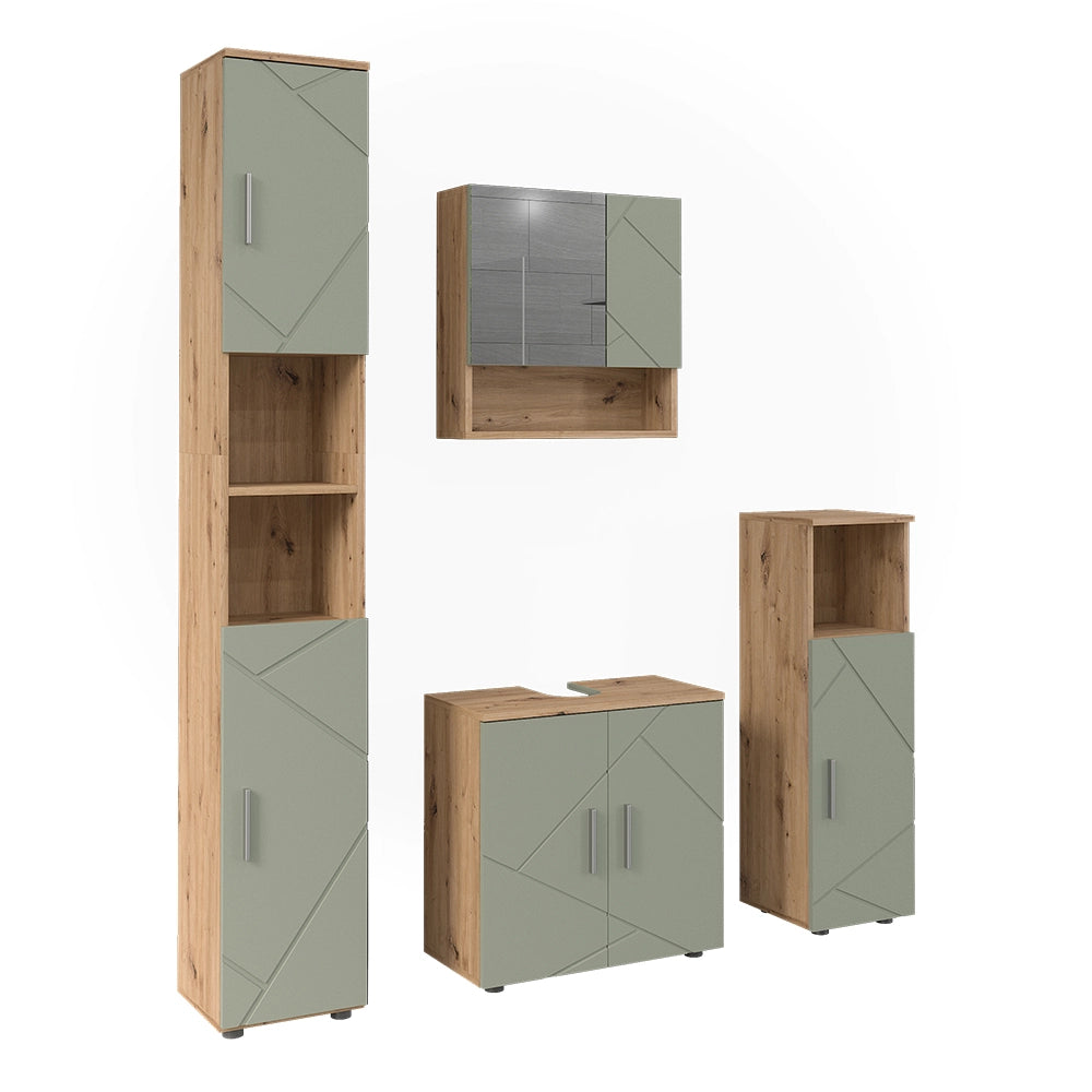Vicco Set di mobili da bagno Verde salvia 4 parti