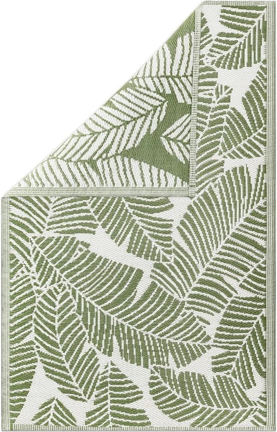 Tappeto per giardino rettangolare con disegno palma 120 x 180 cm - Copertura esterna - Giardino balcone interni - Verde menta