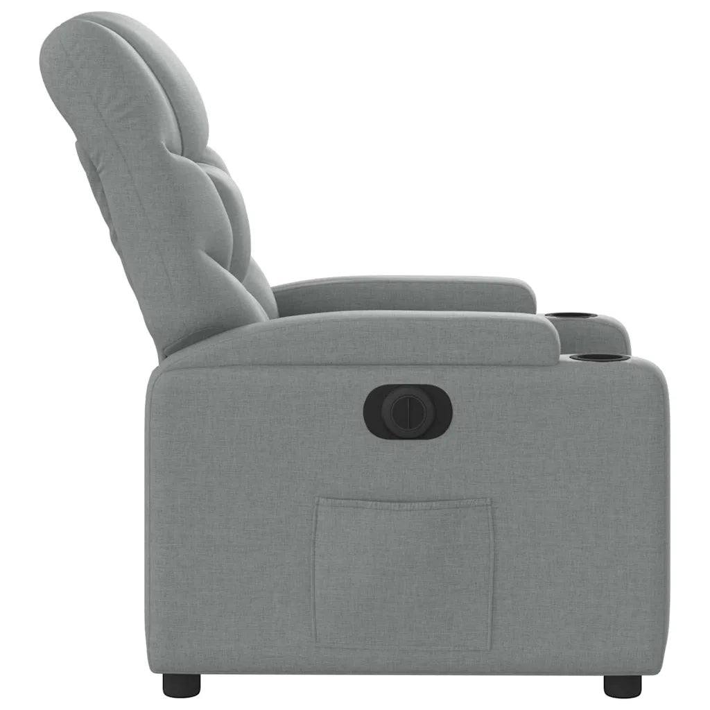 Poltrona Elettrica Reclinabile-Divano Sedia Grigio Chiaro in Tessuto 154675